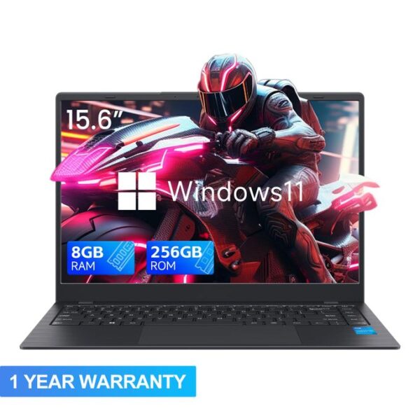 Blueing 15.6" Laptop J4125 8GB+256GB SSD Student Portable Computer - Black