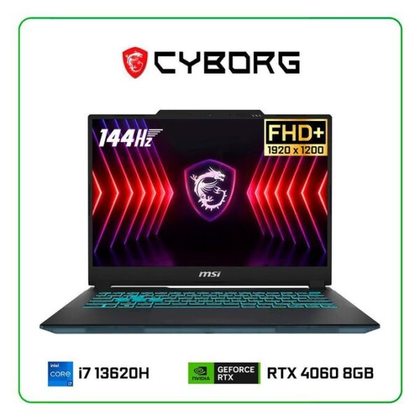 Msi Cyborg 14-Inch 144Hz Gaming Laptop (FHD+) – Intel Core i7-13620H 13th Gen, 2.4GHz up to 4.9GHz, 16GB DDR5 RAM, 512GB M.2 SSD, NVIDIA GeForce RTX 4060, 8GB DDR6, Backlite...