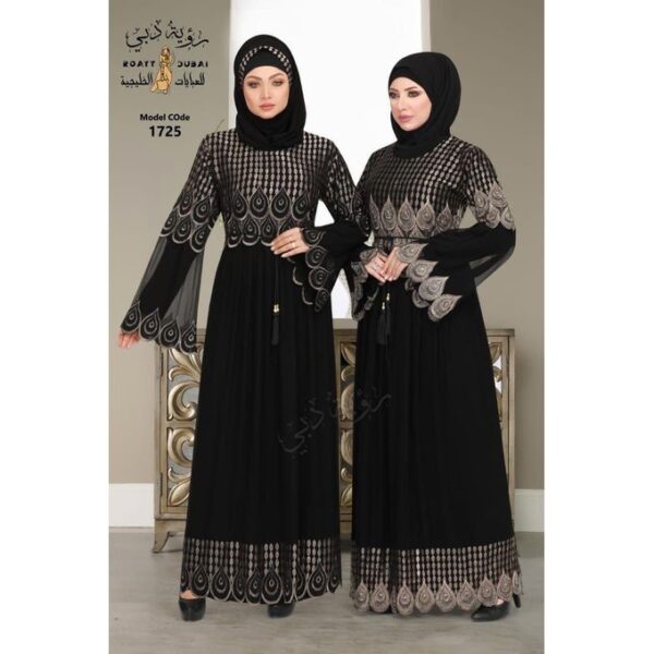 1 Piece Luxury Egytian Abaya Black-Gold