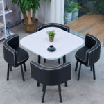 Leisure small round table coffee table one table and four chairs combination - Image 28