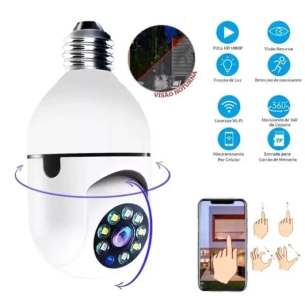 1080P E27 WiFi IP PTZ Security Surveillance Camera - White