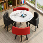 Leisure small round table coffee table one table and four chairs combination milk tea shop reception small apartment meeting - Image 24