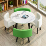 Leisure small round table coffee table one table and four chairs combination - Image 24