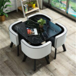 Leisure small round table coffee table one table and four chairs combination - Image 25