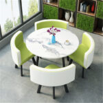 Leisure small round table coffee table one table and four chairs combination - Image 40