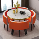 Leisure small round table coffee table one table and four chairs combination - Image 44