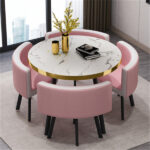 Leisure small round table coffee table one table and four chairs combination milk tea shop reception small apartment meeting - Image 23