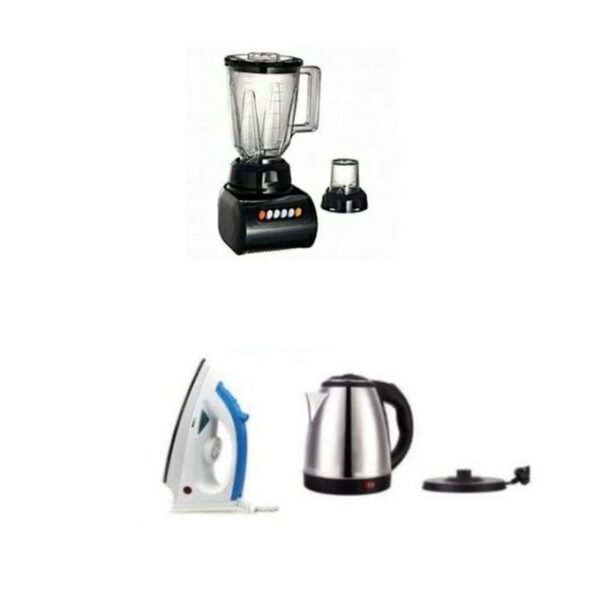 1.5L - Waterproof Unbreakable Electric Blender - Black + Free Kettle and Iron