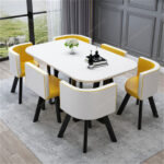 Conference table for 6 people long table simple modern rectangular dining table - Image 26