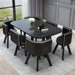 Conference table for 6 people long table simple modern rectangular dining table - Image 34