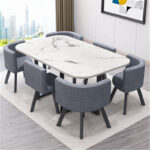 Small conference table for 6 people long table simple modern rectangular dining table - Image 35
