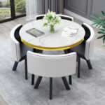 Leisure small round table coffee table one table and four chairs combination - Image 27
