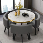 Leisure small round table coffee table one table and four chairs combination - Image 15