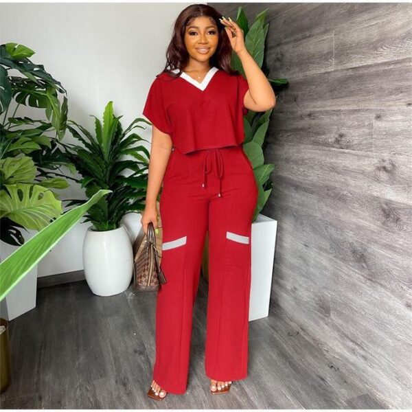 2 Piece Women's Casual Top And Down Dress Set - Wine