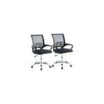 2 Pieces Height Adjustable Swivel Chairs - Black