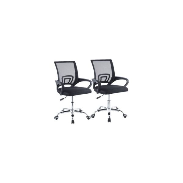 2 Pieces Height Adjustable Swivel Chairs - Black