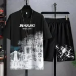 2Pcs/Set O-Neck Short Sleeve Elastic Waistband Casual Outfit Pockets - Image 3