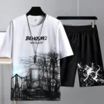 2Pcs/Set O-Neck Short Sleeve Elastic Waistband Casual Outfit Pockets - Image 5