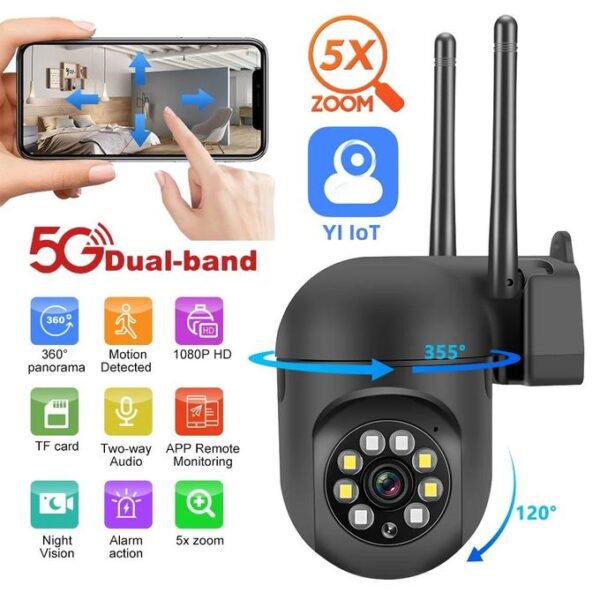 2K Wired Security Camera, Home WiFi Camera (2.4G/5G), 360° PTZ Baby/Pet Monitor, Color Night Vision