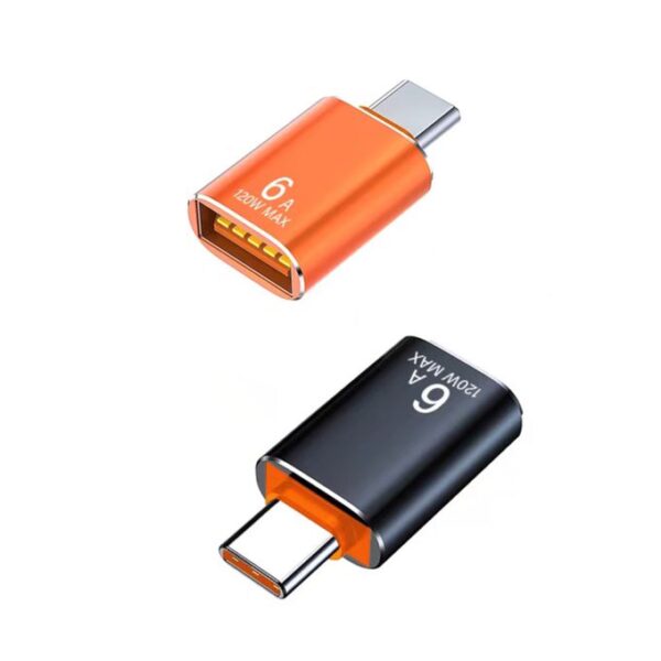 2PCS USB 3.1 To 6A Type-C OTG Adapter Orange/Black