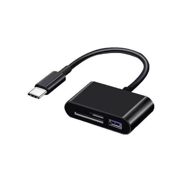3 IN 1 Micro SD Card Reader Adapter, Plug And Play - Black