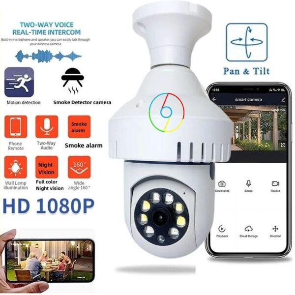 3M VISION Full HD 1080 WiFi PTZ BULB camera with smoke detector