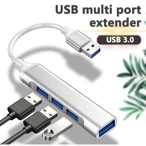 4-in-1 USB Hub Splitter - Silver