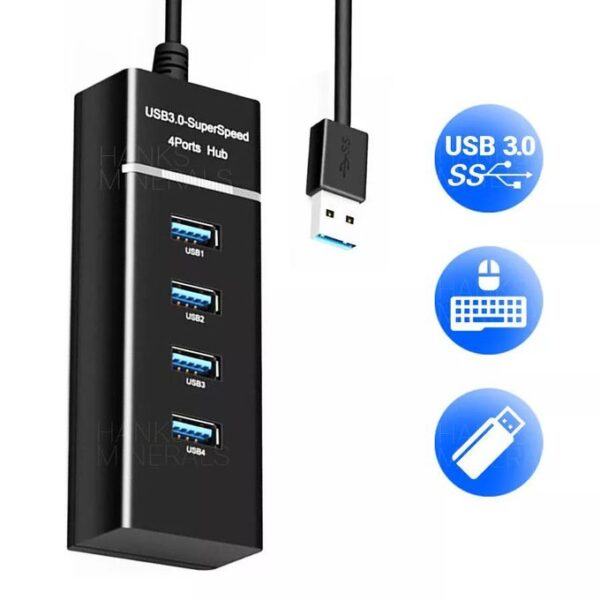 4-Port USB 3.0 Hub Splitter Multi Adapter High Speed For PC Mac Desktop Laptop - Black