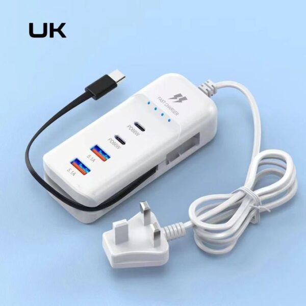 5 In 1 2USB 2PD 66w Fast Charger Power Socket