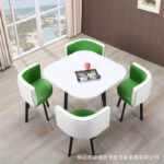 Leisure small round table coffee table one table and four chairs combination milk tea shop reception small apartment meeting - Image 11
