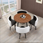 Leisure small round table coffee table one table and four chairs combination milk tea shop reception small apartment meeting - Image 12