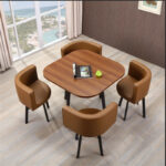 Leisure small round table coffee table one table and four chairs combination - Image 8