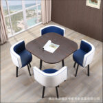 Leisure small round table coffee table one table and four chairs combination milk tea shop reception small apartment meeting - Image 17