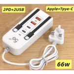 6 In 1 66w 2USB+2PD Ap/ Fast Charger Power Socket