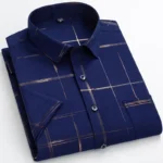 6XL New Summer Men Short Sleeve Printed Casual Shirts Stretch Shirt For Man