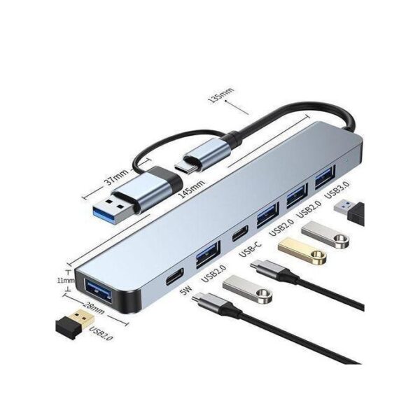7 In 1 Multi Ports USB Type C Hub Splitter Adapter Extension Dock