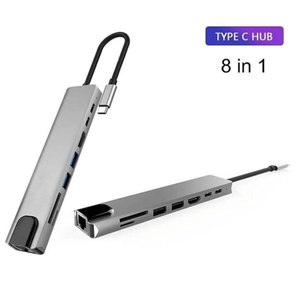 8 in 1 USB C Hub Ultra High Definition PD Adapter - Charging For Travel, Home And Office