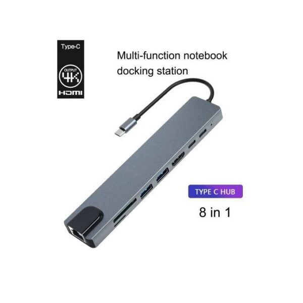 8 In1 Multi Ports USB Type C Hub Splitter Adapter