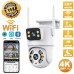 8MP Outdoor External Full HD IP Camera 2 Lenses 2 Screens Wifi Camera 4K Dual Screen Auto Tracking PTZ Surveillance Camera