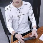 Autumn new men's long-sleeved T-shirt thin tops 2023 Korean style