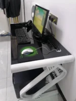 Bookcase With Grid Bookshelf Desktop Multi-layer Wrought Iron Shelf Student Computer Desk Table - Image 2