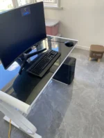 Bookcase With Grid Bookshelf Desktop Multi-layer Wrought Iron Shelf Student Computer Desk Table - Image 3