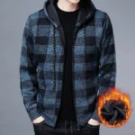 Fashion Mens Autumn Winter Plus Flannel Knitted Sweater Y2K Style Zip Up - Image 2