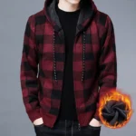 Fashion Mens Autumn Winter Plus Flannel Knitted Sweater Y2K Style Zip Up