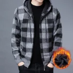 Fashion Mens Autumn Winter Plus Flannel Knitted Sweater Y2K Style Zip Up - Image 3