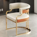 Living Room Lounge Dining Chairs Leather Designer Luxury Gold Legs - Image 2