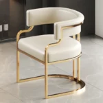 Living Room Lounge Dining Chairs Leather Designer Luxury Gold Legs - Image 3