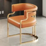 Living Room Lounge Dining Chairs Leather Designer Luxury Gold Legs - Image 5