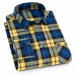 Men's Plaid Brushed Flannel Long Sleeve Shirts Single Pocket Comfortable Shirt