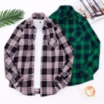 Men's Plaid Brushed Flannel Long Sleeve Shirts Single Pocket Comfortable Shirt - Image 3